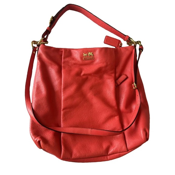 Coach Isabelle Leather Hobo Crossbody Shoulder Bag – Vibrant Orange - Picture 1 of 11